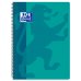 Oxford School Classic Cuaderno Espiral Tapa de Plastico Folio 4x4 - Resistente Tapa de Plastico - Cuadricula de 4x4 con Margen - 80 Hojas de Alta Calidad - Color Aqua (5 uds)