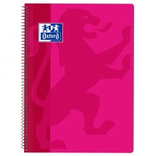 Oxford School Classic Cuaderno Espiral Tapa de Plastico Folio 4x4 - 80 Hojas - Margen - Ideal para Estudiantes - Color Fucsia (5 uds)