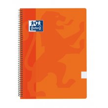 Oxford School Classic Cuaderno Espiral Tapa de Plastico Folio 4x4 - 80 Hojas - con Margen - Ideal para Estudiantes - Color Naranja (5 uds)