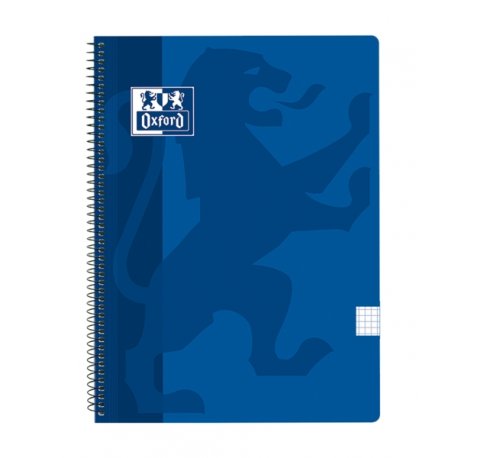 Oxford School Classic Cuaderno Espiral Tapa de Plastico Folio 4x4 - 80 Hojas - Margen - Color Azul Marino (5 uds)