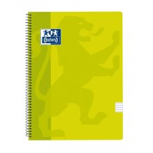 Oxford School Classic Cuaderno Espiral Tapa de Plastico Folio 4x4 - 80 Hojas - Margen 4x4 - Tamaño Folio - Color Lima (5 uds)