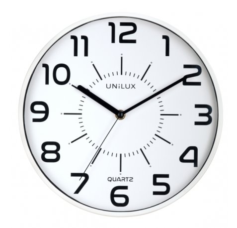 Unilux Unilux Pop Reloj de Pared - Pila Incluida - Numeros Grandes - Mecanismo Silencioso de Cuarzo - Color Blanco