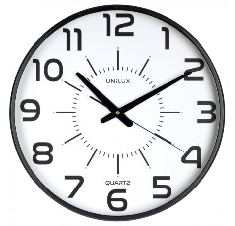 Unilux Unilux Maxi Pop Reloj de Pared - Pila Incluida - Numeros Grandes - Mecanismo Silencioso de Cuarzo - Color Negro