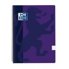 Oxford School Classic Cuaderno Espiral Tapa de Plastico Folio 4x4 - 80 Hojas - Tapa de Plastico Resistente - Cuadricula 4x4 con Margen - Color Lila (5 uds)