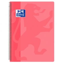 Oxford School Classic Cuaderno Espiral Tapa de Plastico Folio 4x4 - 80 Hojas - Tapa de Plastico - Cuadriculado 4x4 - Margen - Color Rosa Chicle (5 uds)