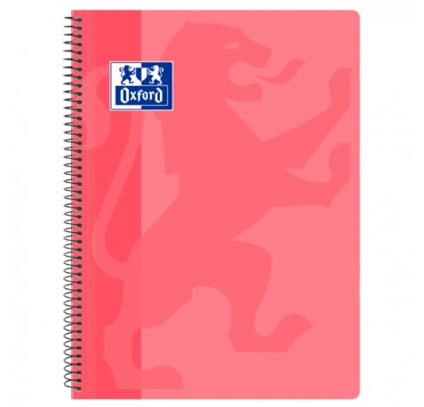 Oxford School Classic Cuaderno Espiral Tapa de Plastico Folio 4x4 - 80 Hojas - Tapa de Plastico - Cuadriculado 4x4 - Margen - Color Rosa Chicle (5 uds)