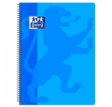 Oxford School Classic Cuaderno Espiral Tapa de Plastico Folio 4x4 - 80 Hojas - Color Turquesa (5 uds)