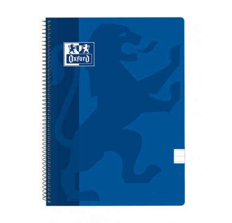 Oxford School Classic Cuaderno Espiral Tapa de Plastico Folio - 80 Hojas - Tapa Azul Marino - 1 Linea con Margen (5 uds)