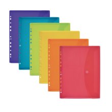 Oxford A4 Carpeta Plastico Flexible Translucido - Sobre Multitaladro con Velcro - Tamaño A4 - Colores Surtidos (15 uds)