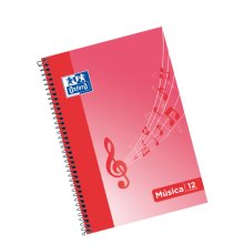 Oxford School Musica Fº Cuaderno Espiral - Tapa Blanda - 12 Pentagramas - Interlineado de 2.5mm - 20 Hojas - Ilustracion en la Tapa