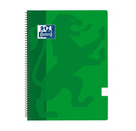 Oxford School Classic Cuaderno Espiral Tapa de Plastico Folio - 1 Linea con Margen - 80 Hojas - Color Verde (5 uds)
