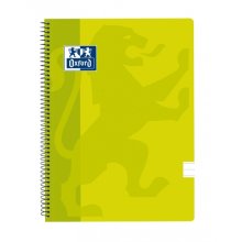 Oxford School Classic Cuaderno Espiral Tapa de Plastico Folio - 80 Hojas - 1 Linea con Margen - Ideal para Estudiantes - Color Lima (5 uds)