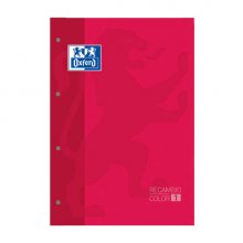 Oxford School Classic Cuaderno de Recambio - Tamaño A4 - Tapa Blanda - Encolado - 80 Hojas - Cuadricula 5x5 - Color Rojo (5 uds)
