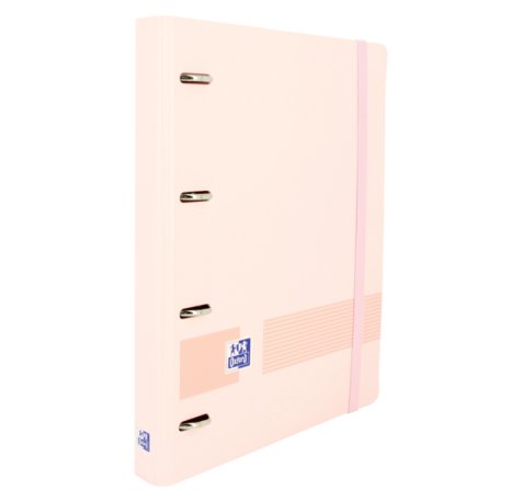 Oxford Live & Go A4+ Polyfoam Europeanbinder - Lomo de 45mm - Anillas de 4Dx35mm - Recambio 5x5 - Color Rosa Pastel (4 uds)