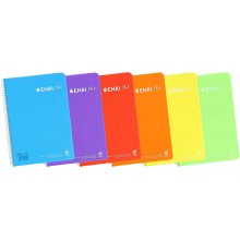 Enri Plus Cuaderno Espiral Formato Folio 1 Linea - 80 Hojas 90gr con Margen - Cubierta de Plastico - Colores Surtidos (5 uds)
