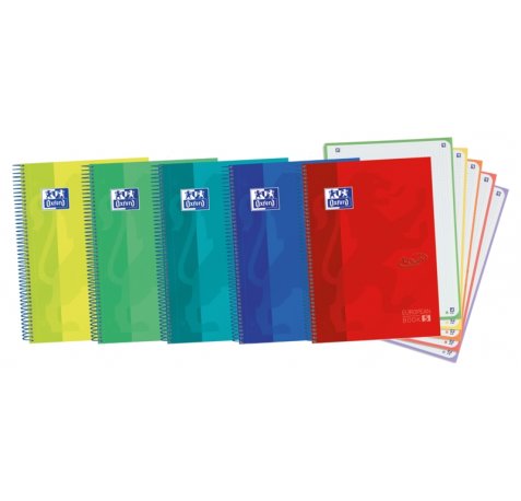 Oxford School Touch A4+ Europeanbook - Tapa Extradura Resistente - 120 Hojas de Colores Vivos - Cuadricula 5x5 (5 uds)