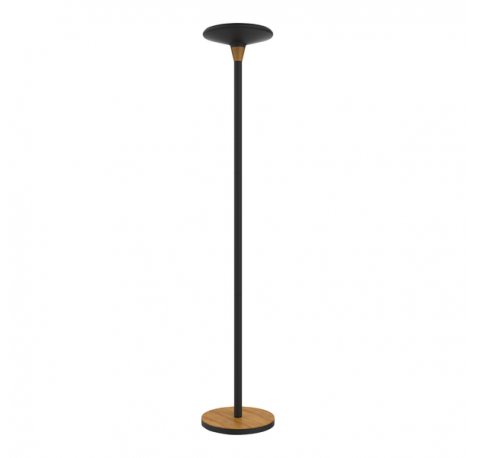 Unilux Lampara de Pie LED Baly Bamboo Negra - Diseño Elegante de Bambu - Iluminacion LED Eficiente - Altura Ajustable - Base Resistente