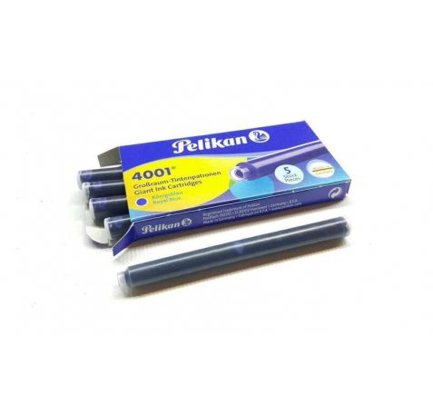 Pelikan Caja de 5 Cartuchos Largos 4001 GTP/5 - Tinta de Alta Calidad - Compatible con Plumas Estilograficas - Color Azul Real