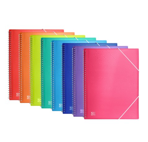 Oxford Urban A4 Carpeta de Fundas - Tapa de Plastico Translucido - Espiral - 30 Fundas - Colores Surtidos (10 uds)