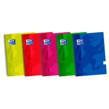Oxford School Classic Fº Cuaderno Espiral - Tapa de Plastico - Pauta 3.5 con Margen - 80 Hojas - Colores Surtidos (5 uds)