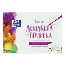 Oxford Pintura Escolar Bloc Espiral Acuarela y Tempera A3+ - Tapa Blanda/Contratapa Rigida - 10 Hojas - 300gr Liso (5 uds)