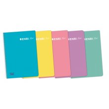 Enri Plus 4º Cuaderno Espiral 4x4 - Tapa de Plastico - 80 Hojas 90gr - Colores Surtidos (5 uds)