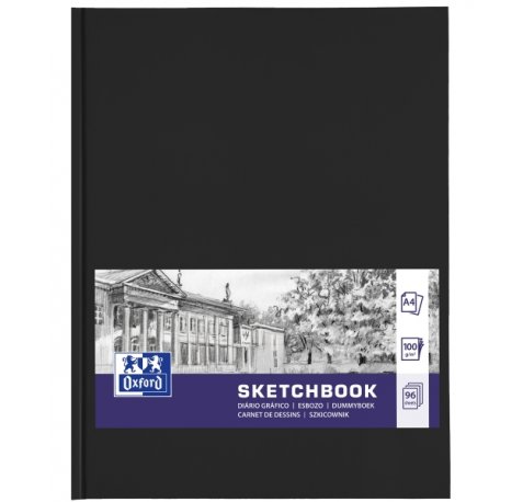 Oxford Oxfart Cuaderno de Bocetos - Formato A4 - 48 Hojas de 100g - Resistente al Borrado - Color Negro
