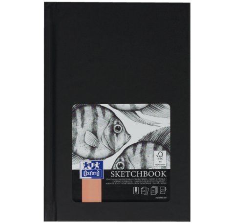 Oxford Artbooks A6 Cuaderno Cosido Esbozo - Tapa Extradura Resistente - 96 Hojas de 100gr - Color Negro (5 uds)