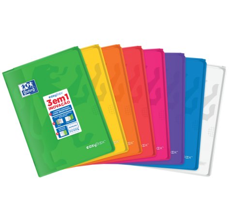 Oxford Easybook A4 Libreta Grapada - Tapa de Plastico Resistente - Cuadricula 5x5 con 2 Margenes - 48 Hojas de Papel de Alta Calidad - Colores Surtidos (10 uds)