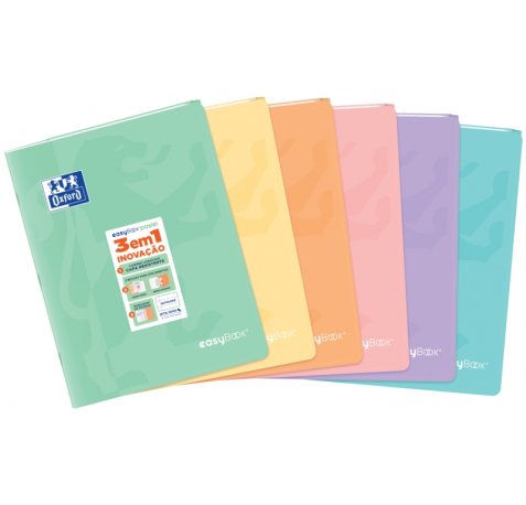 Oxford Easybook A4 Libreta Grapada - Tapa de Plastico Resistente - 1 Linea con 2 Margenes - 48 Hojas de Papel Pastel (10 uds)