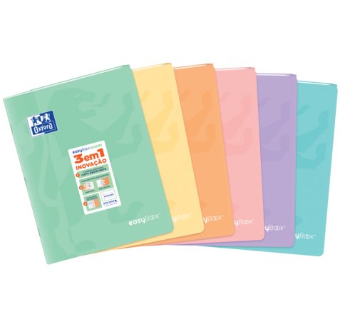 Oxford Easybook A5 Libreta Grapada - Tapa de Plastico Resistente - 1 Linea con 2 Margenes - 48 Hojas de Papel Pastel - Ideal para Tomar Notas y Apuntes (10 uds)