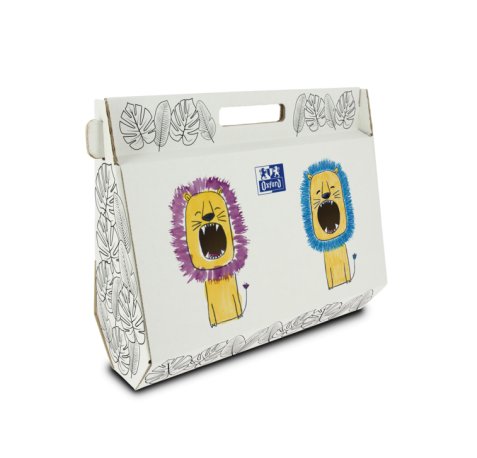Oxford Lote Kids Pintura Caja Pintable - Incluye Bloc de Dibujo y Pintura - Estuche Kangoo - Temperas de Colores Variados