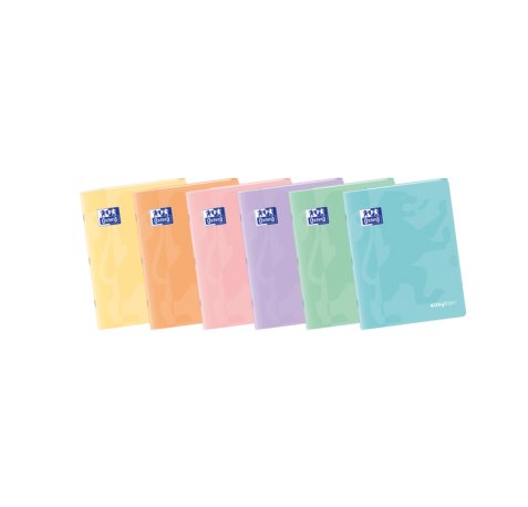 Oxford Easybook A4 Libreta Grapada - Tapa de Plastico Resistente - 48 Hojas con Margen - Cuadricula 4x4 - Diseño en Tonos Pastel (10 uds)