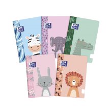 Oxford Kids Libreta Grapada A5+ Lisa Tapa Blanda Tacto Suave Touch - Ideal para Niños - Tamaño A5+ - Tapa Blanda con Tacto Suave - 48 Hojas - Surtido 5 Animal Besties (10 uds)