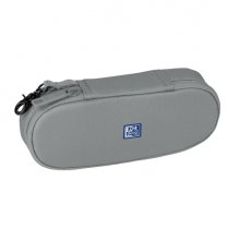 Oxford Kangoo B-Hook Estuche Cofre con Gancho - Bolsillo Interior con Malla - Goma Elastica para Cuadernos - Semirrigido - Color Gris