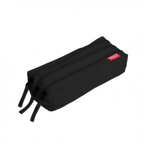 Enri Estuche con 3 Cremalleras Negro
