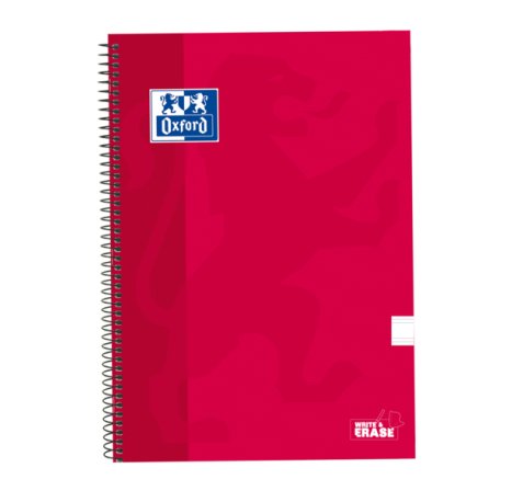 Oxford School Classic Cuaderno Espiral Tapa Extradura Write&Erase - Folio Pauta 2.5mm - 80 Hojas - Color Rojo (5 uds)
