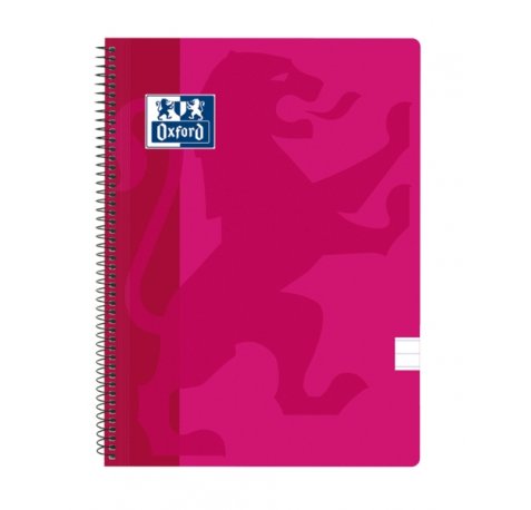 Oxford School Classic Cuaderno Espiral Tapa de Plastico Folio - 1 Linea con Margen - 80 Hojas - Color Fucsia (5 uds)
