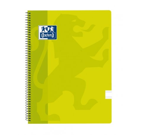 Oxford School Classic Cuaderno Espiral Tapa de Plastico Folio - Pauta 2.5 con Margen - 80 Hojas - Color Lima (5 uds)