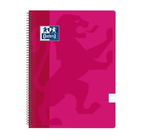 Oxford School Classic Cuaderno Espiral Tapa de Plastico Folio - Pauta 3.5 con Margen - 80 Hojas - Color Fucsia (5 uds)