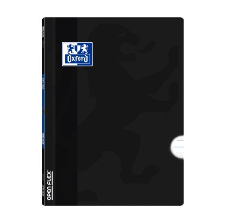 Oxford Libreta Grapada Openflex A4 - Tapa de Plastico Resistente - Grapada para Mayor Durabilidad - Pauta 3.5 con Margen para Escribir Ordenadamente - 48 Hojas de Alta Calidad - Color Negro (10 uds)