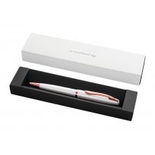 Pelikan Jazz Noble Boligrafo Retractil - Trazo de 1mm - Mecanismo de Giro - Recambio 337M Azul - Estuche de Regalo - Detalles Cromados - Color Perla