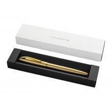 Pelikan Jazz Noble Pluma Estilografica - Punta M - Cuerpo Satinado con Detalles Cromados - Mecanismo de Cartucho Universal - Estuche de Regalo - Color Oro