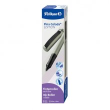 Pelikan Pina Colada Boligrafo Recargable - Trazo de 0.7mm - Agarre Ergonomico Ambidiestro - Cuerpo Rayado Efecto Metalico - Cartucho TP6 Azul Real - Color Oliva (8 uds)