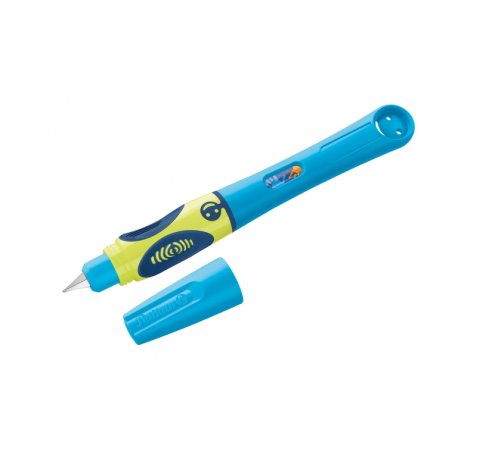 Pelikan Griffix Pluma Estilografica para Zurdos - Plumin de Acero Inoxidable - 3 Puntos de Agarre con Indicador - Ergonomico - Tapa Protectora - Color Azul