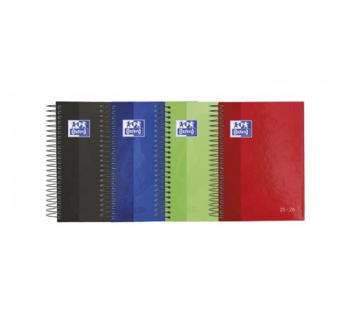 Oxford School Agenda Escolar 25/26 Espiral Semana Vista - Tamaño 4º - Tapa Extradura Peliculado Brillante - Esquinas Microperforadas - Espacio para Notas - Colores Surtidos (10 uds)