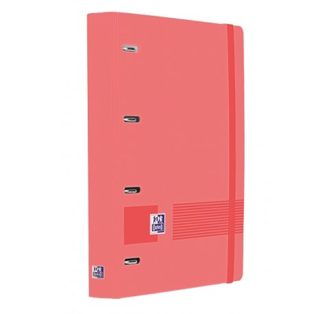 Oxford Europeanbinder Live & Go A4+ Carpeta Tamaño A4+ con Recambio de 100 Hojas Cuadricula 5x5mm - Tapa de Plastico Polyfoam - Cierre con Goma - Color Sandia