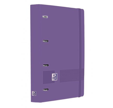 Oxford Europeanbinder Live & Go A4+ Carpeta Tamaño A4+ con Recambio de 100 Hojas Cuadricula 5x5mm - Tapa de Plastico Polyfoam - Cierre con Goma - Color Lila