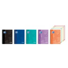 Oxford Europeanbook 4 Cuaderno A5+ Cuadriculado 5x5mm 120 Hojas 90gr - Tapa Superresistente - 4 Bandas de Color - Colores Vivos Surtidos (5 uds)