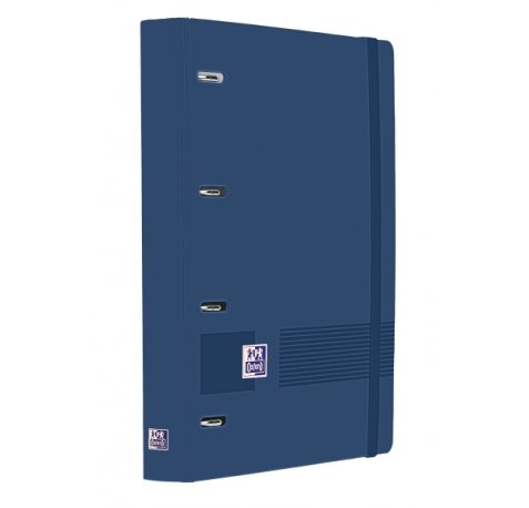 Oxford Europeanbinder Live & Go A4+ Carpeta Tamaño A4+ con Recambio de 100 Hojas Cuadricula 5x5mm - Tapa de Plastico Polyfoam - Cierre con Goma - Color Azul Marino
